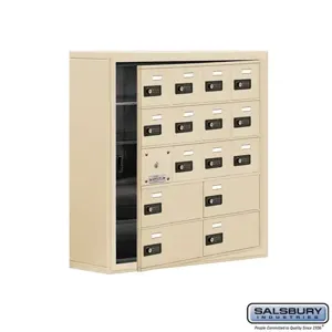 SALSBURY INDUSTRIES 19158-16SSC Cell Phone Storage Locker, 30.5 x 31 x 9.25 Inch Size, 5 Door High, Sandstone | CE7EPR