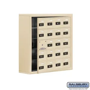 SALSBURY INDUSTRIES 19158-20SSC Cell Phone Storage Locker, 30.5 x 31 x 9.25 Inch Size, 5 Door High, Sandstone | CE7EQV