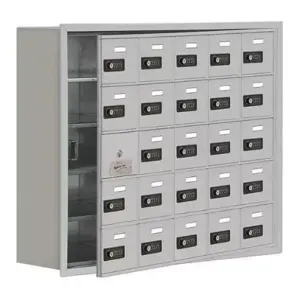 SALSBURY INDUSTRIES 19158-25ARC Cell Phone Storage Locker, 35.75 x 29.75 x 8.75 Inch Size, 5 Door High, Aluminium | CE7EQX