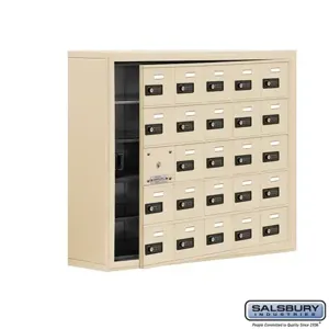 SALSBURY INDUSTRIES 19158-25SSC Cell Phone Storage Locker, 37 x 31 x 9.25 Inch Size, 5 Door High, Sandstone | CE7ERJ