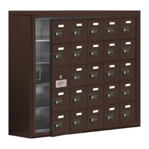 SALSBURY INDUSTRIES 19158-25ZSC Cell Phone Storage Locker, 37 x 31 x 9.25 Inch Size, 5 Door High, Bronze | CE7ERD