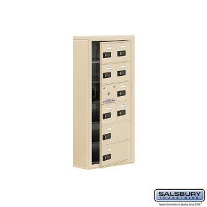 SALSBURY INDUSTRIES 19165-10SSC Cell Phone Storage Locker, 17.5 x 36.5 x 6.25 Inch Size, 6 Door High, Sandstone | CE7GLW