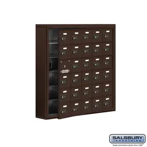 SALSBURY INDUSTRIES 19165-30ZSC Cell Phone Storage Locker, 37 x 36.5 x 6.25 Inch Size, 6 Door High, Bronze | CE7GLB