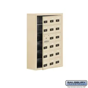 SALSBURY INDUSTRIES 19168-18SSC Cell Phone Storage Locker, 24 x 36.5 x 9.25 Inch Size, 6 Door High, Sandstone | CE7GMZ