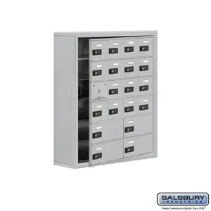 SALSBURY INDUSTRIES 19168-20ASC Cell Phone Storage Locker, 30.5 x 36.5 x 9.25 Inch Size, 6 Door High, Aluminium | CE7GMA