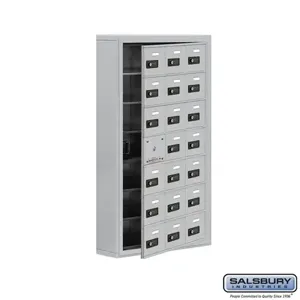 SALSBURY INDUSTRIES 19175-21ASC Cell Phone Storage Locker, 24 x 42 x 6.25 Inch Size, 7 Door High, Aluminium | CE7GQK