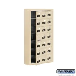 SALSBURY INDUSTRIES 19175-21SSC Cell Phone Storage Locker, 24 x 42 x 6.25 Inch Size, 7 Door High, Sandstone | CE7GQV