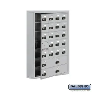 SALSBURY INDUSTRIES 19175-24ASC Cell Phone Storage Locker, 30.5 x 42 x 6.25 Inch Size, 7 Door High, Aluminium | CE7GPW