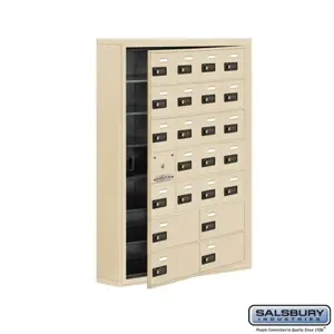 SALSBURY INDUSTRIES 19175-24SSC Cell Phone Storage Locker, 30.5 x 42 x 6.25 Inch Size, 7 Door High, Sandstone | CE7GQF