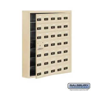 SALSBURY INDUSTRIES 19175-35SSC Cell Phone Storage Locker, 37 x 42 x 6.25 Inch Size, 7 Door High, Sandstone | CE7GRG