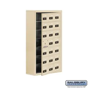 SALSBURY INDUSTRIES 19178-21SSC Cell Phone Storage Locker, 24 x 42 x 9.25 Inch Size, 7 Door High, Sandstone | CE7GUB