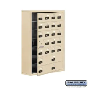 SALSBURY INDUSTRIES 19178-24SSC Cell Phone Storage Locker, 30.5 x 42 x 9.25 Inch Size, 7 Door High, Sandstone | CE7GTM