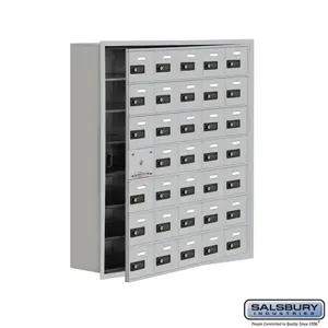 SALSBURY INDUSTRIES 19178-35ARC Cell Phone Storage Locker, 35.75 x 40.75 x 8.75 Inch Size, 7 Door High, Aluminium | CE7GUD