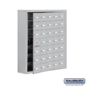 SALSBURY INDUSTRIES 19178-35ASK Cell Phone Storage Locker, 37 x 42 x 9.25 Inch Size, 7 Door High, Aluminium | CE7GUE