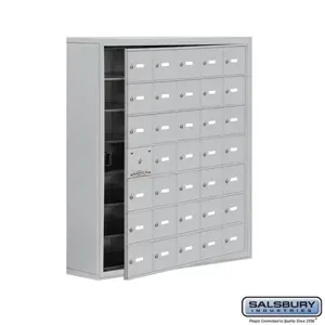 SALSBURY INDUSTRIES 19178-35ASK Cell Phone Storage Locker, 37 x 42 x 9.25 Inch Size, 7 Door High, Aluminium | CE7GUE