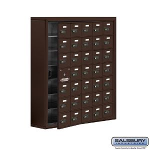 SALSBURY INDUSTRIES 19178-35ZSC Cell Phone Storage Locker, 37 x 42 x 9.25 Inch Size, 7 Door High, Bronze | CE7GUK