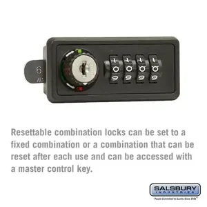 SALSBURY INDUSTRIES 19986 Resettable Combination Lock, 3.25 x 1.5 x 2 Inch Size | CE7JMN