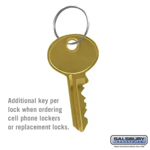 SALSBURY INDUSTRIES 19998 Additional Key, 0.5 x 2 x 0.25 Inch Size | CE7EJV