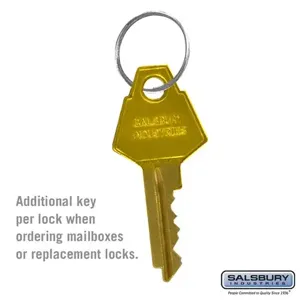 SALSBURY INDUSTRIES 2098 Additional Key, 0.5 x 2 x 0.25 Inch Size | CE7EJU