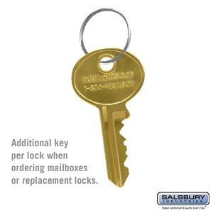 SALSBURY INDUSTRIES 3798 Horizontaler Briefkasten-Zusatzschlüssel, 0.5 x 2 x 0.25 Zoll Größe | CE7EJQ