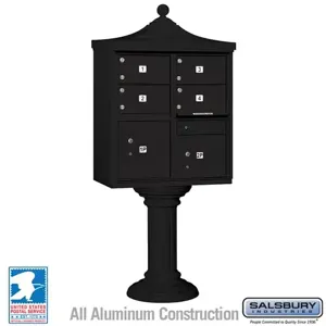 SALSBURY INDUSTRIES 3305R-BLK-U Cluster Box Unit, 31 x 71.75 x 18.5 Inch Size, 4 Doors, Black | CE7JHA