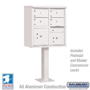 SALSBURY INDUSTRIES 3305WHT-U Cluster Box Unit, 30.5 x 62 x 18 Inch Size, 4 Doors, White | CE7EUP