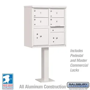 SALSBURY INDUSTRIES 3305WHT-U Cluster Box Unit, 30.5 x 62 x 18 Inch Size, 4 Doors, White | CE7EUP