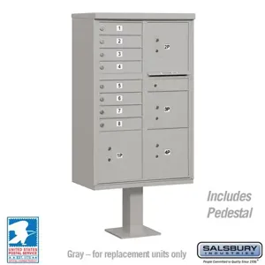 SALSBURY INDUSTRIES 3306GRY-U Cluster Box Unit, 30.5 x 62 x 18 Inch Size, 8 Doors, Gray | CE7EVC