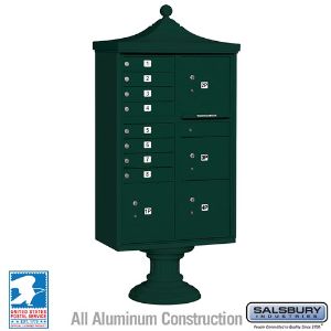 SALSBURY INDUSTRIES 3306R-GRN-U Cluster Box Unit, 31 x 71.75 x 18.5 Inch Size, 8 Doors, Green | CE7JHQ