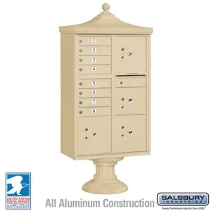 SALSBURY INDUSTRIES 3306R-SAN-U Cluster Box Unit, 31 x 71.75 x 18.5 Inch Size, 8 Doors, Sandstone | CE7JHT