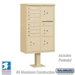 SALSBURY INDUSTRIES 3306SAN-U Cluster Box Unit, 30.5 x 62 x 18 Inch Size, 8 Doors, Sandstone | CE7EVG