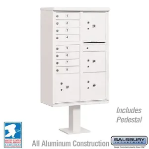 SALSBURY INDUSTRIES 3306WHT-U Cluster Box Unit, 30.5 x 62 x 18 Inch Size, 8 Doors, White | CE7EVJ