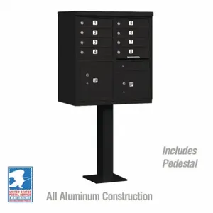 SALSBURY INDUSTRIES 3308BLK-U Cluster Box Unit, 30.5 x 62 x 18 Inch Size, 8 Doors, Black | CE7EUQ