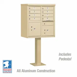 SALSBURY INDUSTRIES 3308SAN-U Cluster Box Unit, 30.5 x 62 x 18 Inch Size, 8 Doors, Sandstone | CE7EUV