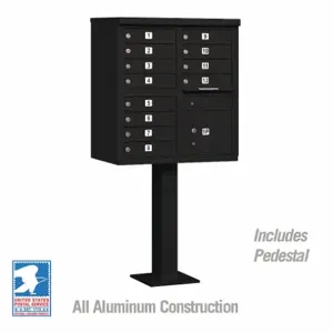 SALSBURY INDUSTRIES 3312BLK-U Cluster Box Unit, 30.5 x 62 x 18 Inch Size, 12 Doors, Black | CE7ETH