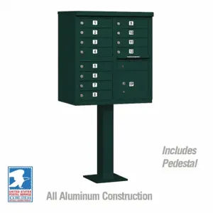 SALSBURY INDUSTRIES 3312GRN-U Cluster Box Unit, 30.5 x 62 x 18 Inch Size, 12 Doors, Green | CE7ETL