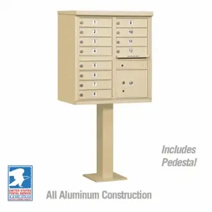 SALSBURY INDUSTRIES 3312SAN-U Cluster Box Unit, 30.5 x 62 x 18 Inch Size, 12 Doors, Sandstone | CE7ETM