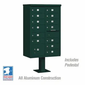 SALSBURY INDUSTRIES 3313GRN-U Cluster Box Unit, 30.5 x 62 x 18 Inch Size, 13 Doors, Green | CE7ETT