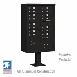 SALSBURY INDUSTRIES 3316BLK-U Cluster Box Unit, 30.5 x 62 x 18 Inch Size, 16 Doors, Black | CE7ETW