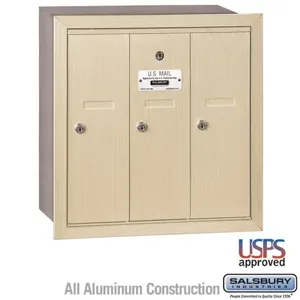 SALSBURY INDUSTRIES 3503SRU Vertical Mailbox, 18.75 x 19 x 7.5 Inch Size, Sandstone, 3 Door | CE7JYM