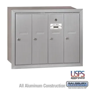 SALSBURY INDUSTRIES 3504 Vertical Mailbox, 24.25 x 19 x 7.5 Inch Size, 4 Door | CE7JYP