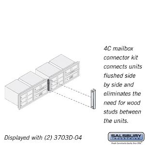 SALSBURY INDUSTRIES 3703CK Horizontal Mailbox Connector Kit, 4C, 1 x 11.5 x 1.5 Inch Size, Recessed Mounted | CE7JFP