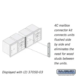 SALSBURY INDUSTRIES 3705CK Horizontal Mailbox Connector Kit, 1 x 17.75 x 1.5 Inch Size, Recessed Mounted | CE7JFR