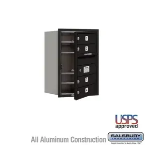 SALSBURY INDUSTRIES 3706S-04BFU Standard Horizontal MailBox, 4C, 16.37 x 23.5 x 17 Inch Size, 6 Door High, Black | CE7EFA