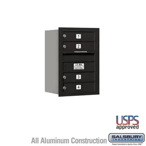 SALSBURY INDUSTRIES 3706S-04BRU Standard Horizontal MailBox, 4C, 16.37 x 23.5 x 17 Inch Size, 6 Door High, Black | CE7EFB