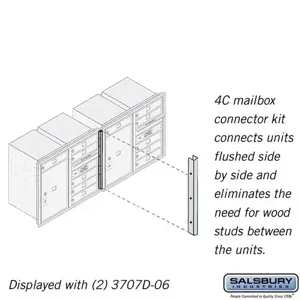 SALSBURY INDUSTRIES 3707CK Horizontal Mailbox Connector Kit, 4C, 1 x 24 x 1.5 Inch Size, Recessed Mounted | CE7JFU