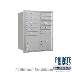 SALSBURY INDUSTRIES 3710D-10ARP Standard Horizontal MailBox, 4C, 31.125 x 37.5 x 17 Inch Size, 10 Door | CE7XTR