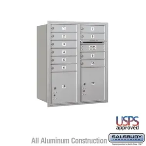 SALSBURY INDUSTRIES 3710D-10ARU Standard Horizontal MailBox, 4C, 31.125 x 37.5 x 17 Inch Size, 10 Door | CE7XTU