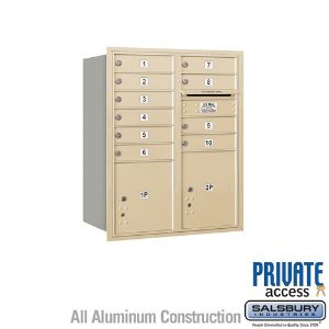 SALSBURY INDUSTRIES 3710D-10SRP Standard Horizontal MailBox, 4C, 31.12 x 37.5 x 17 Inch Size, 10 Door, Sandstone | CE7XUE