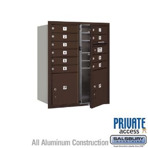 SALSBURY INDUSTRIES 3710D-10ZFP Horizontaler Standard-Briefkasten, 4C, 31.125 x 37.5 x 17 Zoll Größe, 10 Türen, Bronze | CE7XTZ